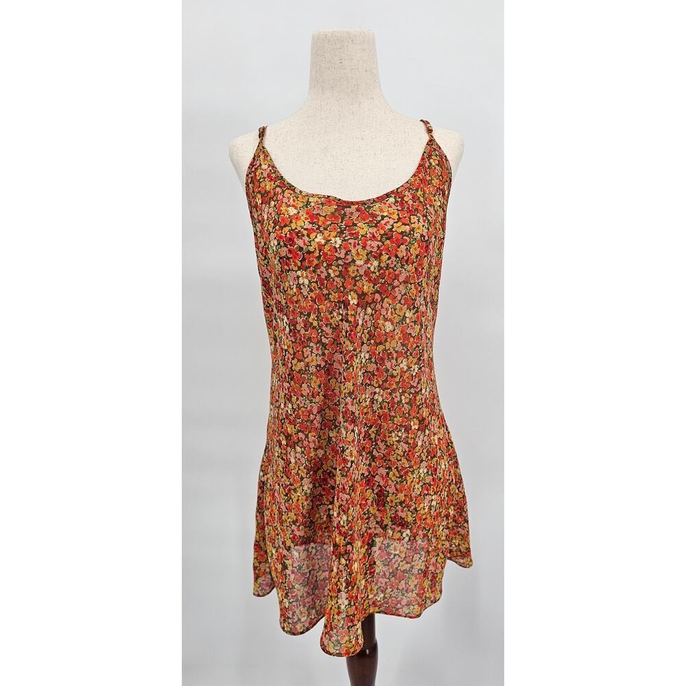 Vintage Victoria's Secret Women's M Sheer 70s Style Floral Mini Slip Dress